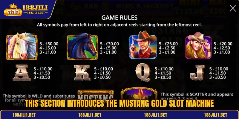 This section introduces the Mustang Gold slot machine