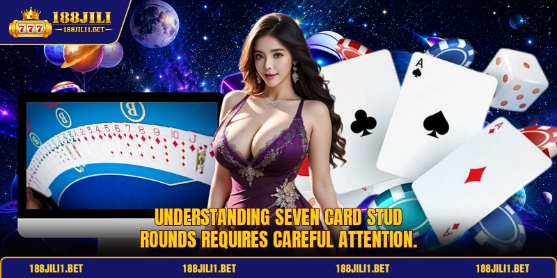 Understanding Seven Card Stud rounds requires careful attention.
